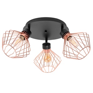 Lampă metalică loft plafon trandafir negru APP536-3C - Img 3