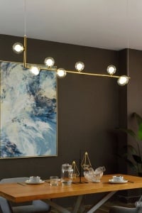 Lampă suspendată Bile de sticlă aurie 8 buc APP615-8CP - Img 4