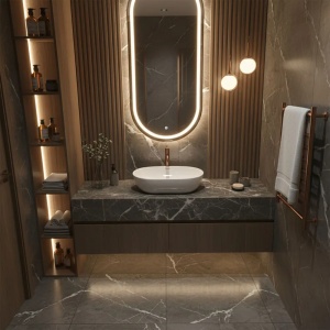LAVOAR PE BLAT ALB AMELIA 52 CM, DIN CERAMICA, CALITATE SUPERIOARA, REA - Img 2