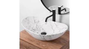 LAVOAR REA ROYAL, STATUARIO, EFECT DE MARMURA ALBA MATA, 60,5 CM, DIN CERAMICA, CALITATE SUPERIOARA - Img 4