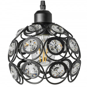 LUSTRA CU 3 BECURI CRYSTAL BALL APP209-3CPR, 20x20 cm, NEGRU, DIN ALUMINIU, STIL MODERN, TU - Img 7