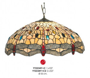 LUSTRA DEOSEBITA TIFFANY, COD DT2234Y+C2, DIN METAL SI STICLA