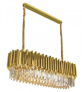 LUSTRA IMPERIAL LONG GOLD 90, AURIE, DIN OTEL SI CRISTALE, STIL MODERN