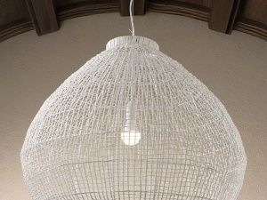 LUSTRA LIVING MUNA 70CM, REALIZATA DIN METAL SI RATAN, FINISAJ ALB, STIL MODERN - Img 4
