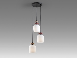 LUSTRA LIVING ROTUNDA DUNIA 36CM, REALIZATA DIN METAL SI CERAMICA, FINISAJ MARO, STIL MODERN - Img 3