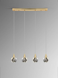 LUSTRA/PLAFONIERA AQUARIA, 79 CM, AURIU MAT/TRANSPARENT, DIN METAL SI STICLA, STIL MODERN