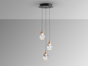 LUSTRA/PLAFONIERA CORINA, 35/190 CM, NEGRU MAT/CUPRU, DIN METAL SI ACRIL, STIL MODERN - Img 6