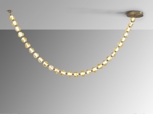 LUSTRA/PLAFONIERA ZARIA II, CULOARE BRONZ/AURIU, DIN METAL SI ACRIL, STIL MODERN - Img 4