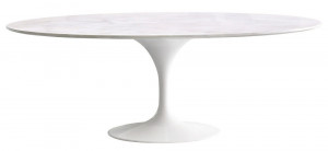 MASA ALBA TULIP ELLIPSE MARBLE ARRABESCATO, CONFECTIONATA DIN MDF SI METAL, STIL MODERN - Img 2