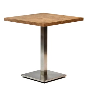 Masă de cafenea patrata 68x68cm, culoare stejar lancelot, metal si furnir laminat - Img 4