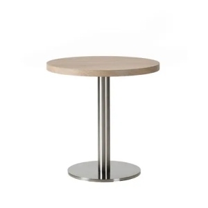 Masă de cafenea rotunda 68x68cm, culoare stejar sonoma, metal si furnir laminat