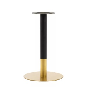 Masă de cafenea rotunda 70cm, culoare negru/auriu, metal si mdf design marmura - Img 5