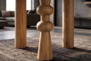 MASA DE DINING ARTE ROTUNDA 120CM, REALIZATA DIN LEMN MASIV DE MANGO, DE CULOARE NATUR - Img 6
