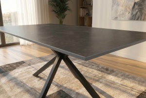 MASA DE DINING GALAXIE 160CM, DIN METAL SI CERAMICA, CULOARE GRI/NEGRU, INVICTA INTERIOR - Img 6