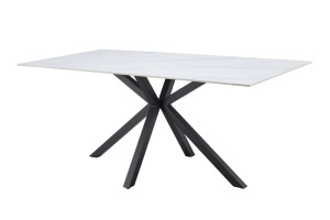 MASA DE DINING GALAXIE 180CM, DIN METAL SI CERAMICA, CULOARE ALB/NEGRU, INVICTA INTERIOR