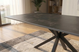 MASA DE DINING GALAXIE 180CM, DIN METAL SI CERAMICA, CULOARE GRI/NEGRU, INVICTA INTERIOR - Img 2