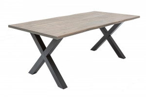 MASA DIN LEMN MASIV DE SALCAM, 160CM GENESIS GREY, COD 39789, STIL VINTAGE - Img 5