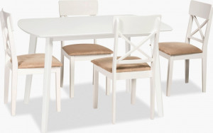 MASA DINING DIN LEMN + MDF LUTON ALB STIL SCANDINAV - Img 4