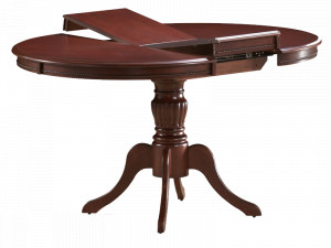 MASA DINING EXTENSIBILA, 106/141 CM, NUC INCHIS, BLAT DIN MDF SI PICIOARE DIN LEMN, STIL CLASIC - Img 2