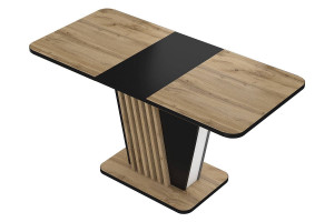 MASA DINING EXTENSIBILA, 125/170 CM, STEJAR ATISAN/NEGRU, DIN PAL LAMINAT, STIL MODERN - Img 4
