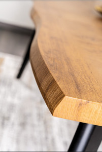MASA DINING EXTENSIBILA, 150/210 CM, STEJAR ARTISAN/NEGRU, BLAT DIN MDF, FURNIR SI PICIOARE DIN METAL, STIL MODERN - Img 3