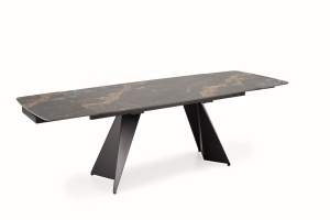 MASA DINING EXTENSIBILA ARMANI NEGRU/ NEGRU CU ASPECT DE MARMURA, 165/241 CM, BLAT DIN MARMURA SINTETICA SI PICIOR DIN METAL, STIL MODERN - Img 8