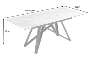 MASA DINING EXTENSIBILA, ATLAS 160/200CM, BLAT DIN STICLA, CERAMICA SI PICIOARE METAL, ARTIM GROUP SELECTION - Img 2