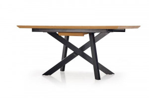 MASA DINING EXTENSIBILA CAPITAL, STEJAR AURIU/NEGRU, 160/200 CM, BLAT DIN MDF SI PICIOARE DIN METAL, STIL VINTAGE - Img 4