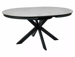 MASA DINING EXTENSIBILA CERAMIC, 120/160 CM, BEJ LUCIOS/NEGRU MAT, CONFECTIONATA DN METAL, CERAMICA SI STICLA SECURIZATA - Img 3