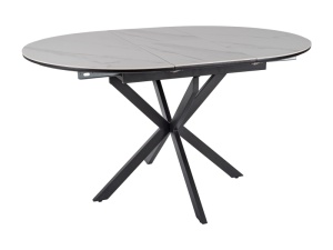 MASA DINING EXTENSIBILA GASTON, 100/135 CM ALB/NEGRU MAT, BLAT DIN CERAMICA SI PICIOARE DIN METAL, STIL MODERN - Img 2