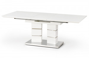 MASA DINING EXTENSIBILA LORD, ALB/CROM, 160/200 CM, BLAT DIN MDF LACUIT SI PICIOARE DIN METAL, STIL MODERN - Img 5