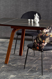 MASA DINING EXTENSIBILA LOZANO, CU ASPECT DE MARMURA NEAGRA/NUC, 140/200 CM, DIN PIATRA SINTETIZATA SI METAL, STIL MODERN - Img 7