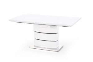 MASA DINING EXTENSIBILA NOBEL, ALB/NEGRU/CROM, 160/200 CM, DIN MDF LACUIT SI METAL, STIL MODERN - Img 2