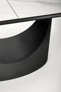 MASA DINING EXTENSIBILA OSMAN, ALB CU EFECT DE MARMURA/NEGRU, 160/220 CM, DIN CERAMICA SI METAL, STIL MODERN - Img 7