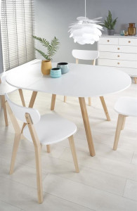 MASA DINING EXTENSIBILA RUBEN, STEJAR MIERE/ALB, 102/142 CM, BLAT DIN PAL SI PICIOARE DIN LEMN MASIV , STIL VINTAGE - Img 2