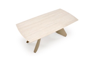 MASA DINING EXTENSIBILA SALIX, 180-260/90/76 cm, CASMIR, CONFECTIONATA DIN BLAT DE TRAVERTIN SI PICIOARE DIN OTEL INOXIDABIL, STIL MODERN - Img 2