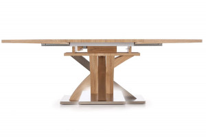 MASA DINING EXTENSIBILA SANDOR, STEJAR SONOMA/CROM, 160/220 CM, BLAT DIN MDF SI PICIOARE DIN METAL, STIL MODERN - Img 2