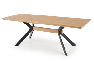MASA DINING EXTENSIBILA STIL BACARDI, STEJAR NATURAL/NEGRU, 160/220 CM, BLAT DIN MDF SI PICIOARE DIN METAL, STIL VINTAGE - Img 6