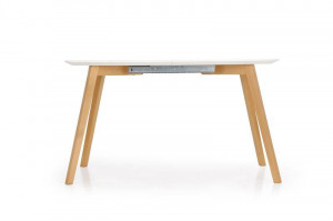 MASA DINING EXTENSIBILA STIL CALIBER, 160/200 CM, STEJAR SAN REMO/ALB, DIN MDF LAMINAT SI METAL, STIL MODERN - Img 3