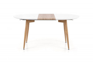 MASA DINING EXTENSIBILA STIL EDWARD, STEJAR SAN REMO/ALB, 120/200 CM, BLAT DIN MDF SI PICIOARE DIN METAL , STIL MODERN - Img 3