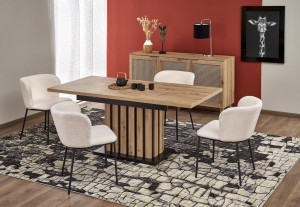 MASA DINING EXTENSIBILA STIL LAMELLO, STEJAR ARTISAN/NEGRU, 160/210 CM, DIN PAL MELAMINAT, STIL MODERN