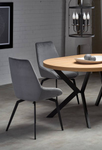 MASA DINING EXTENSIBILA STIL PERONI, STEJAR AURIU/NEGRU, 100/250 CM, BLAT DIN MDF SI PICIOARE DIN METAL, STIL MODERN - Img 8