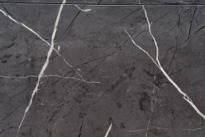 MASA DINING EXTENSIBILA STIL RICARDO, CU EFECT DE MARMURA GRI/GRI, 120/160 CM, DIN MDF, STICLA SI METAL, STIL MODERN - Img 4