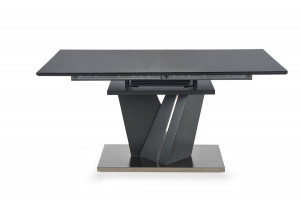 MASA DINING EXTENSIBILA STIL SALVADOR, GRI INCHIS/CROM, 160/200 CM, BLAT DIN STICLA, MDF SI PICIOARE DIN METAL, STIL MODERN - Img 6
