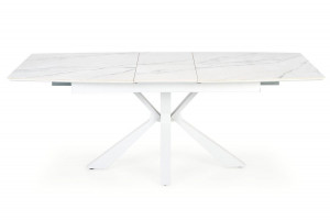 MASA DINING EXTENSIBILA STIL VIVALDI, CU EFECT DE MARMURA ALBA/ALB, 160/200 CM, DIN CERAMICA SI METAL, STIL MODERN - Img 4