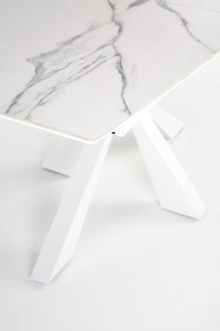 MASA DINING EXTENSIBILA STIL VIVALDI, CU EFECT DE MARMURA ALBA/ALB, 160/200 CM, DIN CERAMICA SI METAL, STIL MODERN - Img 7