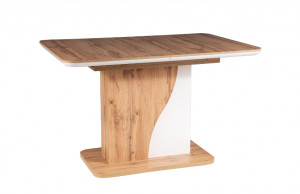 MASA DINING EXTENSIBILA SYRIUSZ, 120/160 CM, STEJAR WOTAN/ALB MAT, DIN PAL LAMINAT, STIL MODERN - Img 7