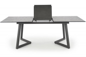 MASA DINING EXTENSIBILA TIZIANO, GRI DESCHIS/GRI INCHIS, 160/210 CM, DIN MDF, STICLA SI METAL, STIL MODERN - Img 6