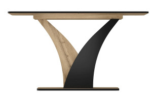 MASA DINING EXTENSIBILA VENTO, 120/160 CM, STEJAR ATISAN/NEGRU, DIN PAL LAMINAT, STIL MODERN - Img 3