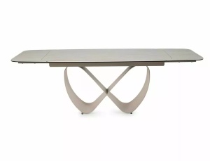 MASA DINING INFINITY, DIN STICLA, CERAMICA SI METAL, 160(240)X95, CULOARE TRAVERTIN/CASMIR, SIGNAL - Img 3